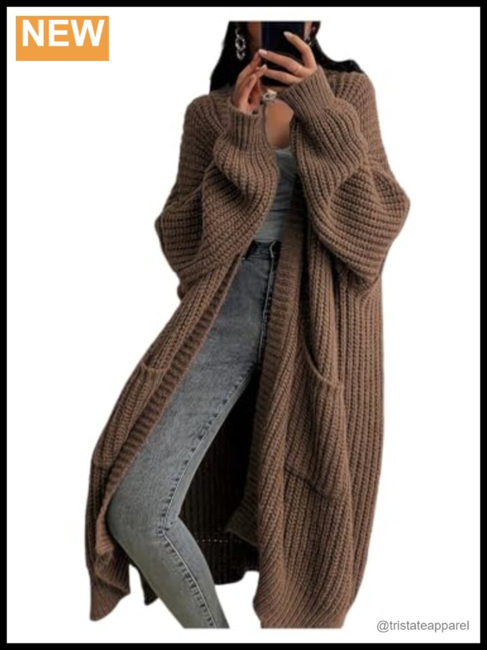 Women's Open Front Cardigan Long Sleeve Knit Duster